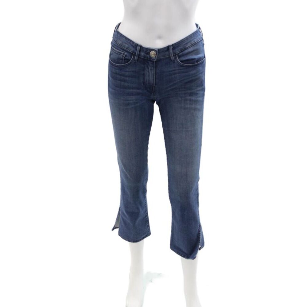 3x1 NYC Women Cropped Blue Mid Rise Jeans Button Fly Size 25